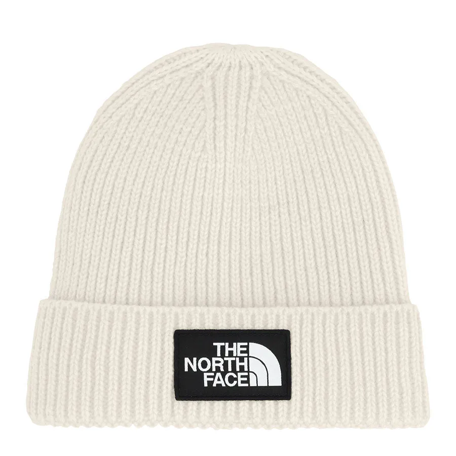 The North Face Kids' TNF Box Logo Cuffed Beanie White Dune 2025