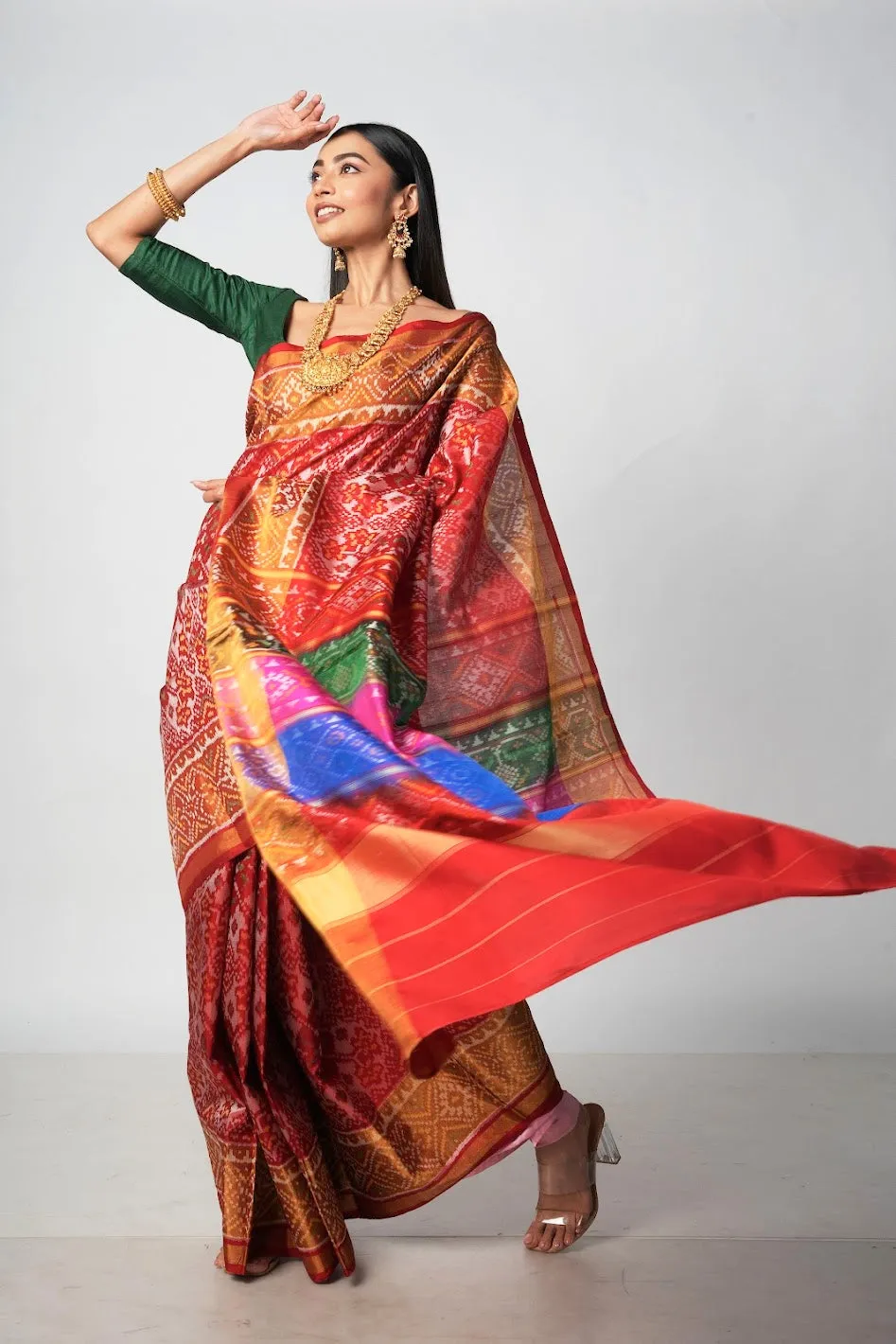 The Rainbow Pochampalli Silk Saree