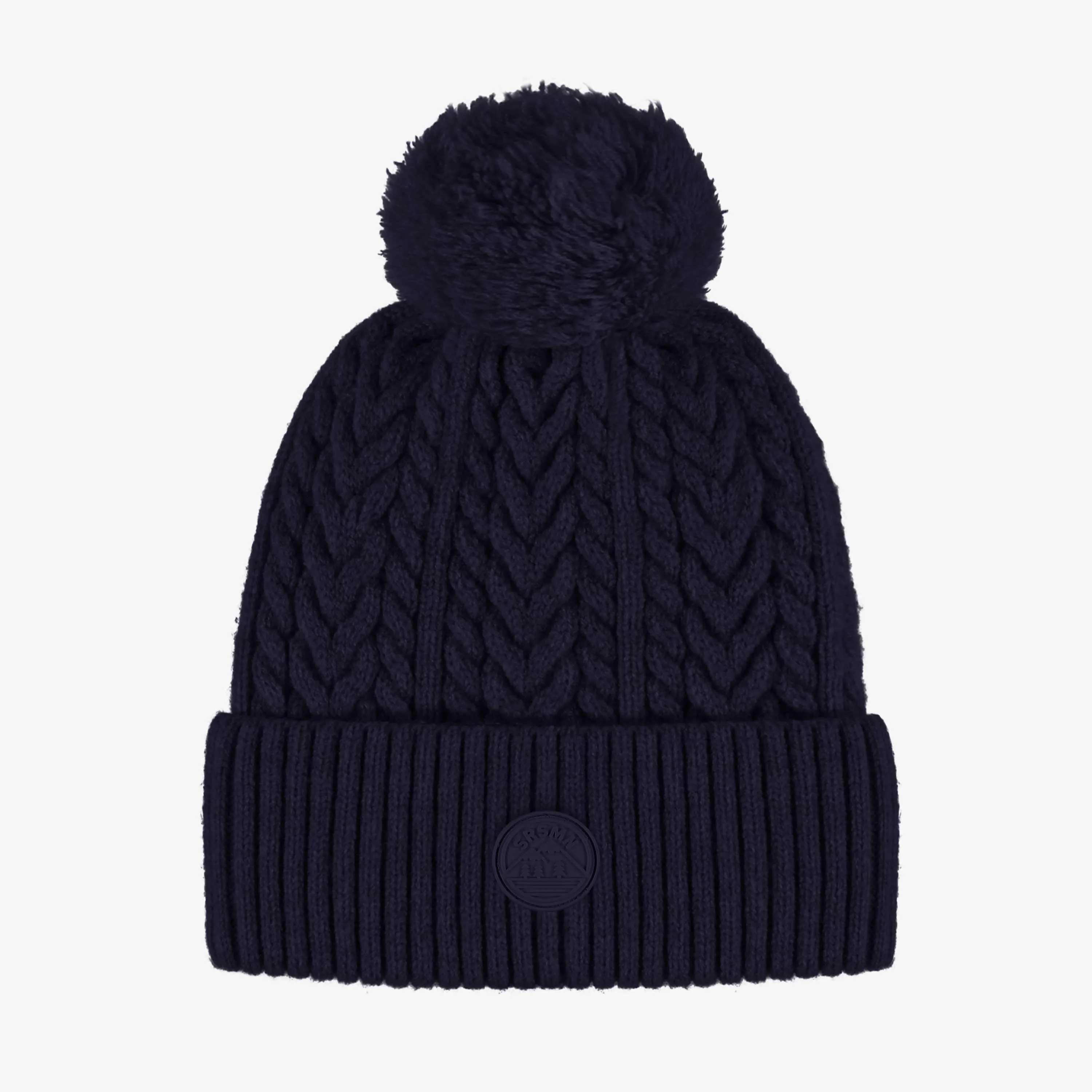 Tuque en tricot marine avec pompon, enfant || Navy knitted toque with a pompom, child