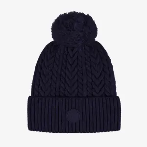 Tuque en tricot marine avec pompon, enfant || Navy knitted toque with a pompom, child