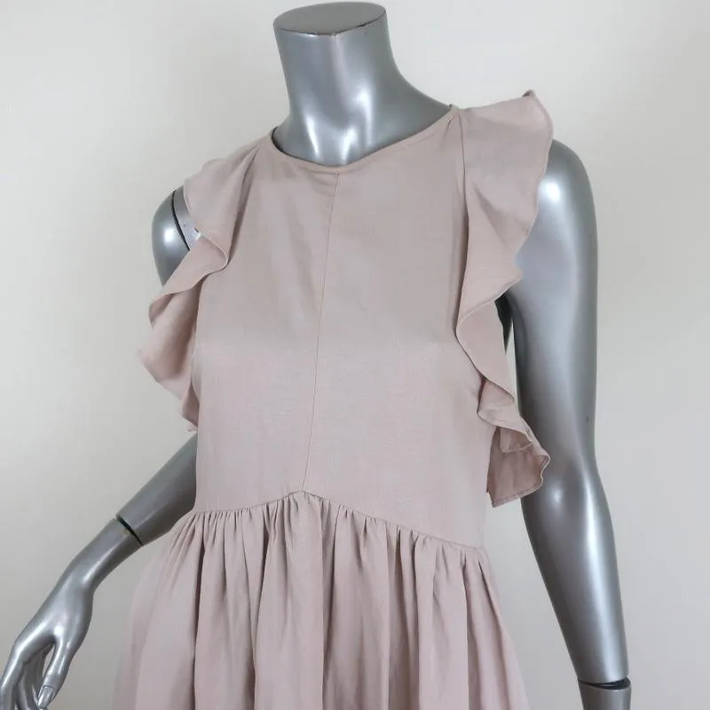 Ulla Johnson Dress Cecily Lavender Linen-Blend Size 6 Crisscross-Back Midi NEW
