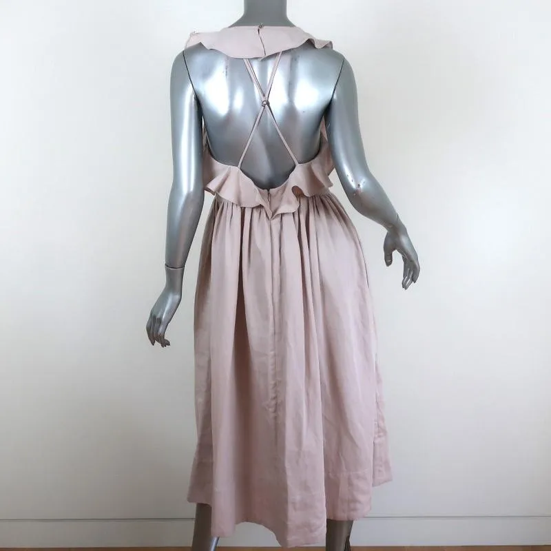 Ulla Johnson Dress Cecily Lavender Linen-Blend Size 6 Crisscross-Back Midi NEW