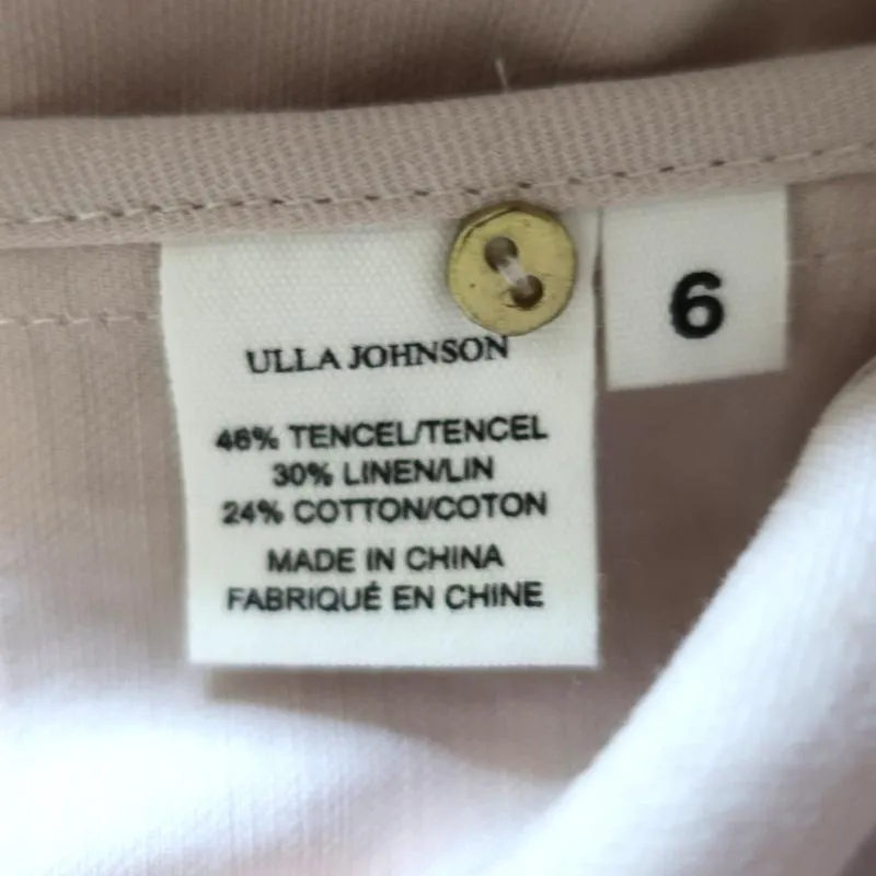 Ulla Johnson Dress Cecily Lavender Linen-Blend Size 6 Crisscross-Back Midi NEW