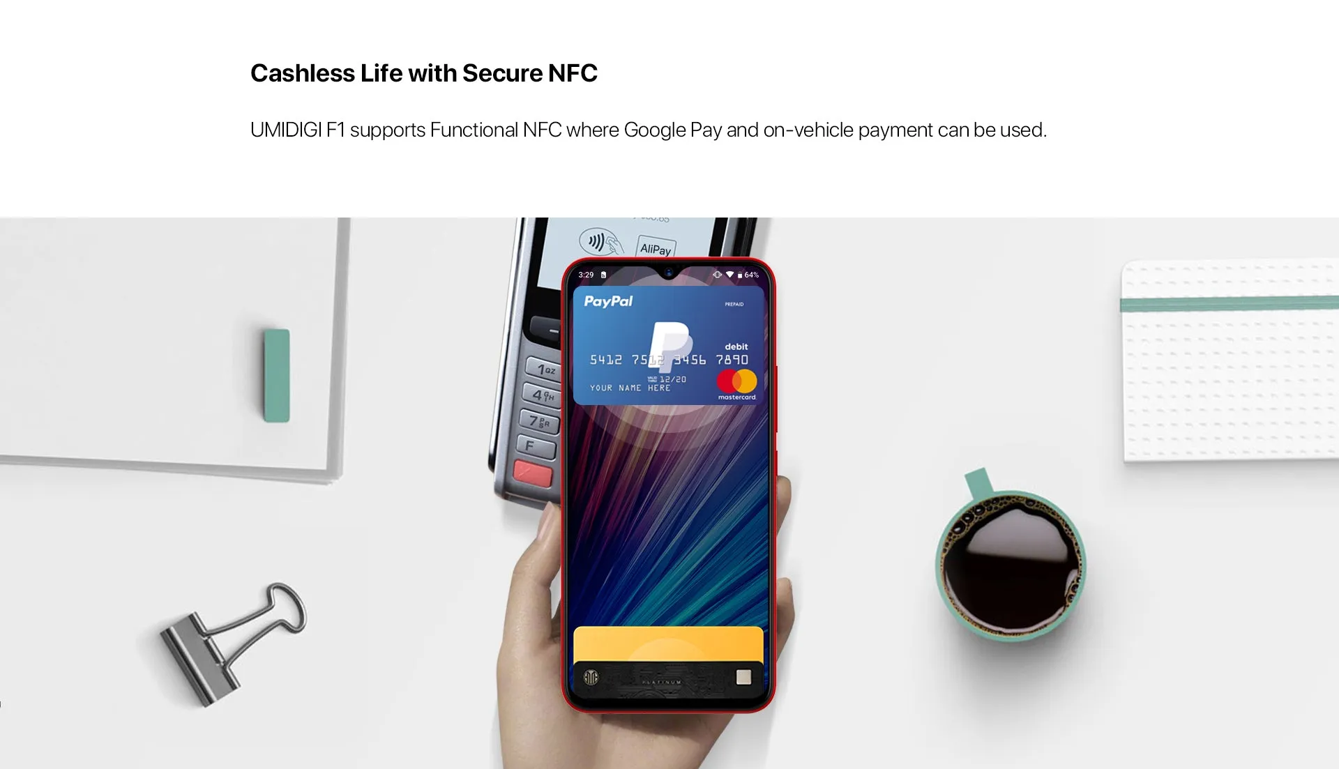 UMIDIGI F1 Play 4G Smartphone Mali G72 MP3 6GB RAM 64GB ROM 3 Cameras Fingerprint Sensor 5150mAh Battery Red EU Version
