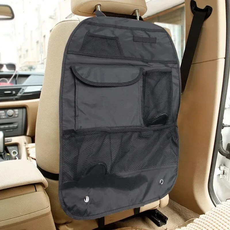 Universal Waterproof Car Seat Back Organizer: Multifunctional Storage in Black