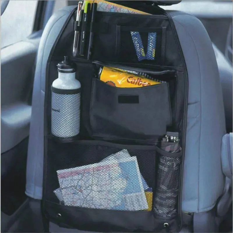 Universal Waterproof Car Seat Back Organizer: Multifunctional Storage in Black