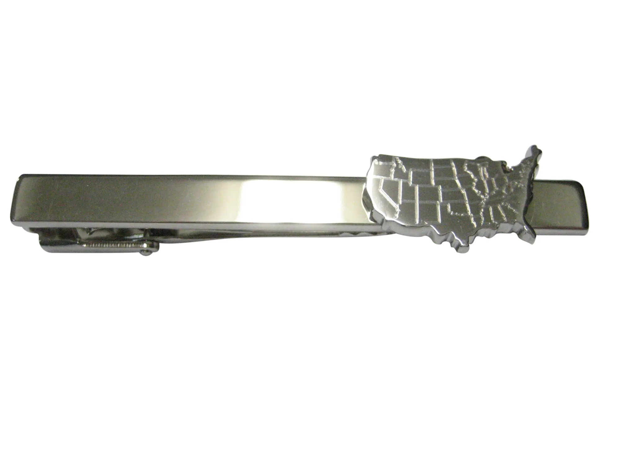 USA America Map Shape with Engraved States Tie Clip