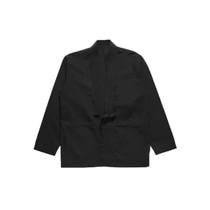 UTILITY KIMONO OVER SHIRT ITALIAN COTTON LINEN - BLACK