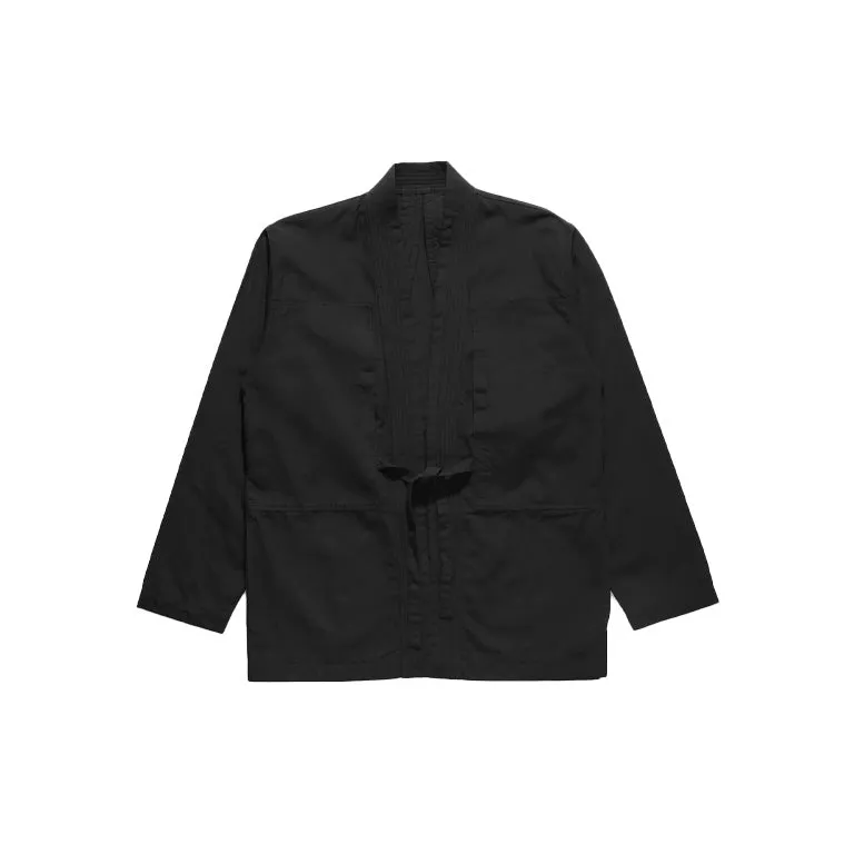 UTILITY KIMONO OVER SHIRT ITALIAN COTTON LINEN - BLACK