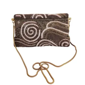 Vintage 50s Beaded Bag Brown Copper Ed B Robinson Art Deco Style