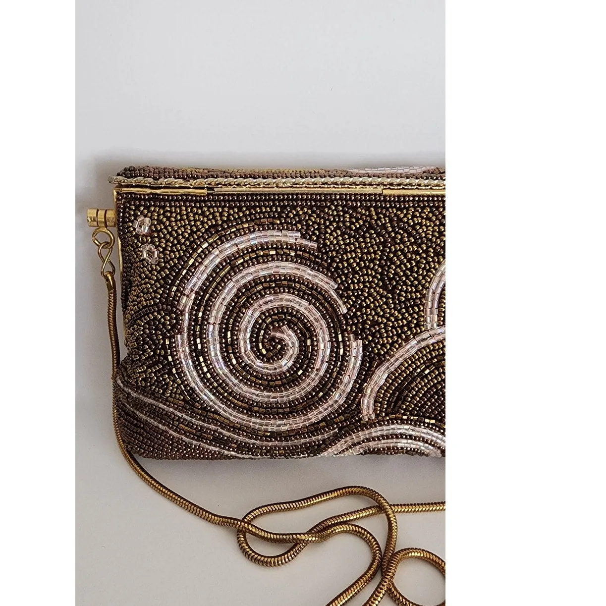 Vintage 50s Beaded Bag Brown Copper Ed B Robinson Art Deco Style