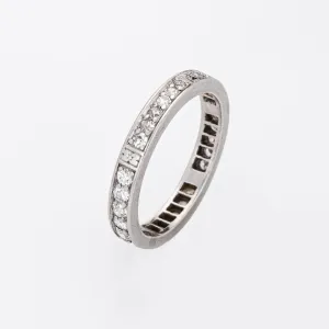 Vintage Art Deco Diamond Eternity Ring Sz 6.5 Platinum Wedding Band Flowers