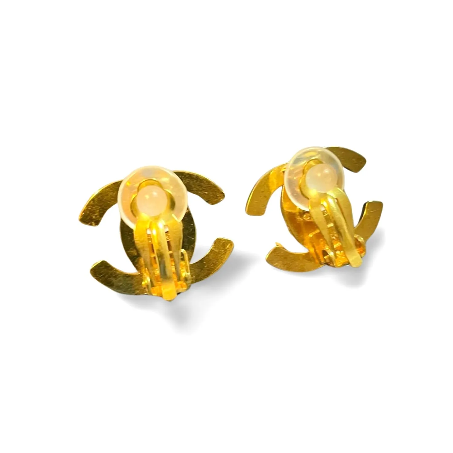 Vintage CHANEL golden turn lock CC earrings. Very classic and popular jewelry. Coco mark earrings. 060810y3
