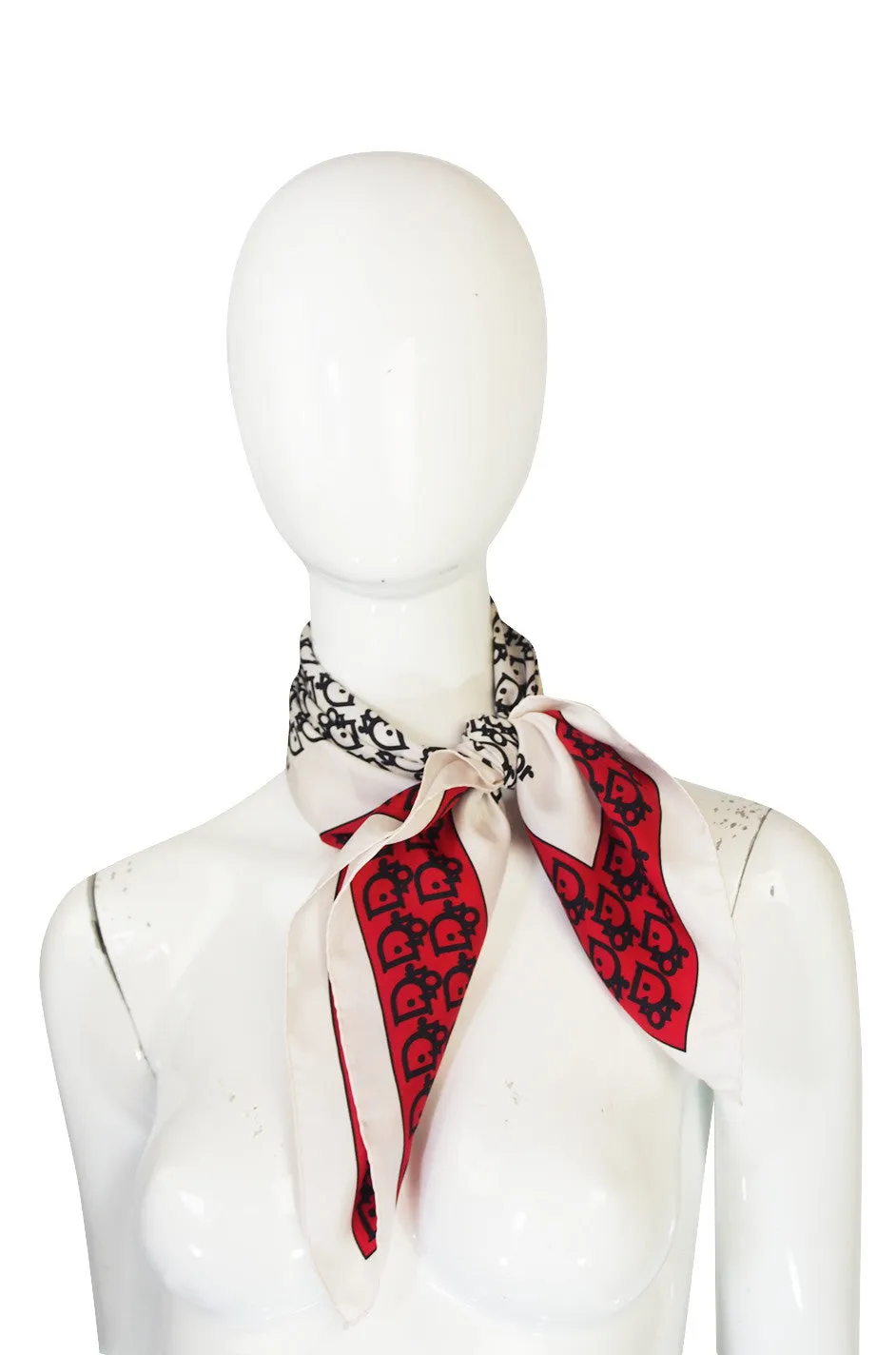 Vintage Christian Dior Logo Silk Scarf