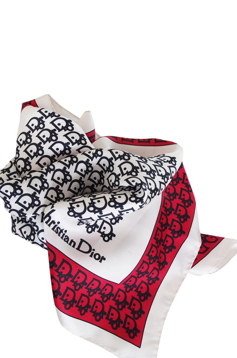 Vintage Christian Dior Logo Silk Scarf