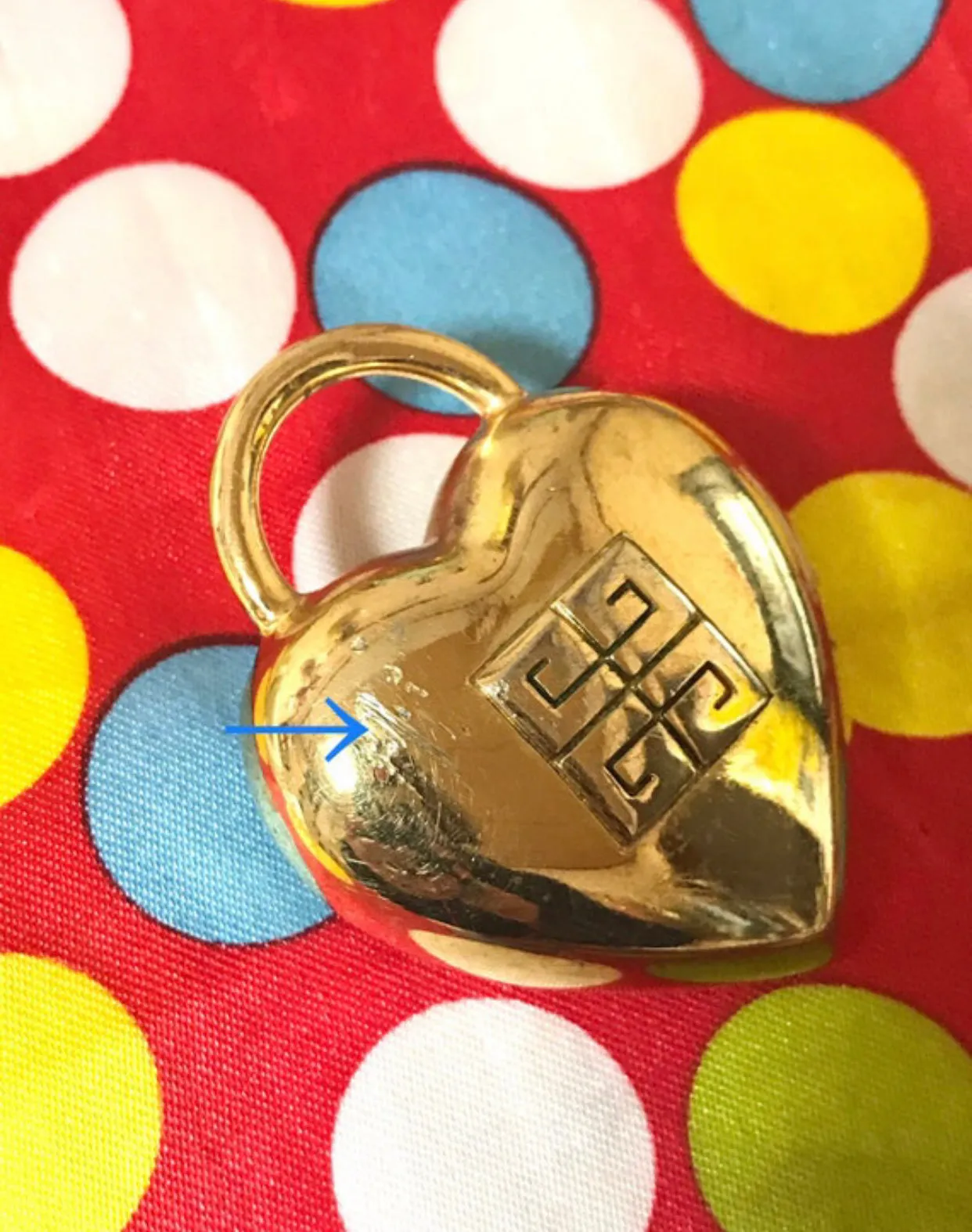 Vintage Givenchy heart brooch with logo mark.  Padlock heart shape pin brooch. Gorgeous jewelry piece. 05062814