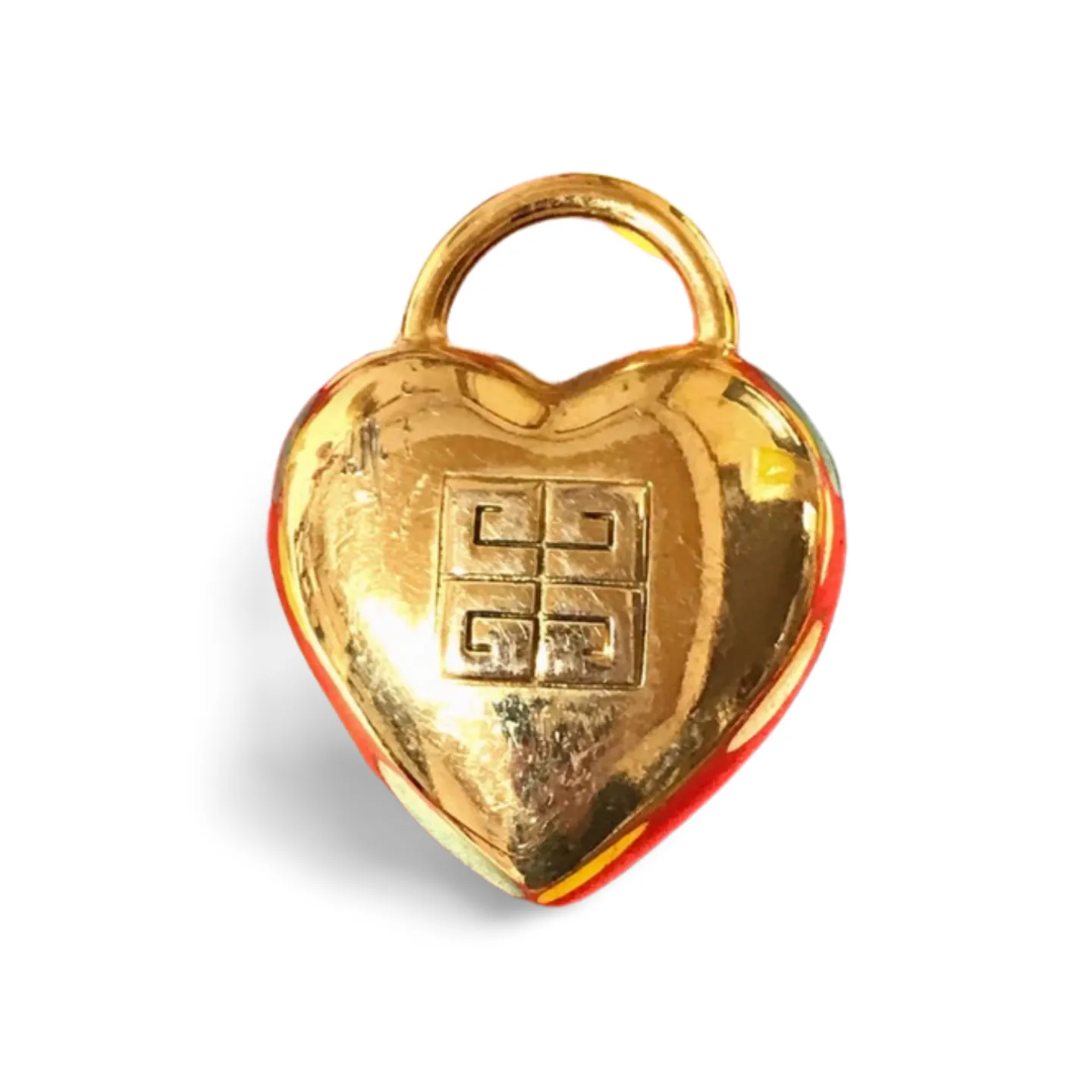 Vintage Givenchy heart brooch with logo mark.  Padlock heart shape pin brooch. Gorgeous jewelry piece. 05062814