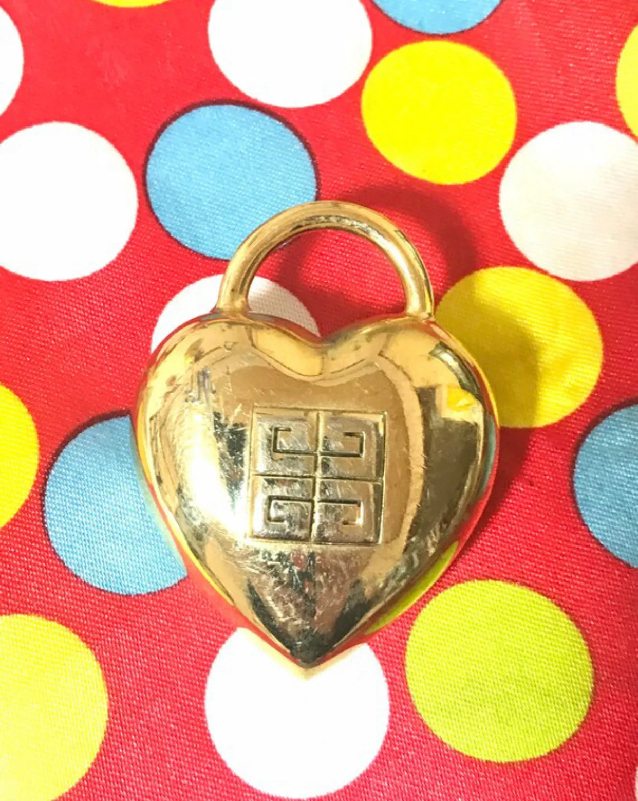Vintage Givenchy heart brooch with logo mark.  Padlock heart shape pin brooch. Gorgeous jewelry piece. 05062814