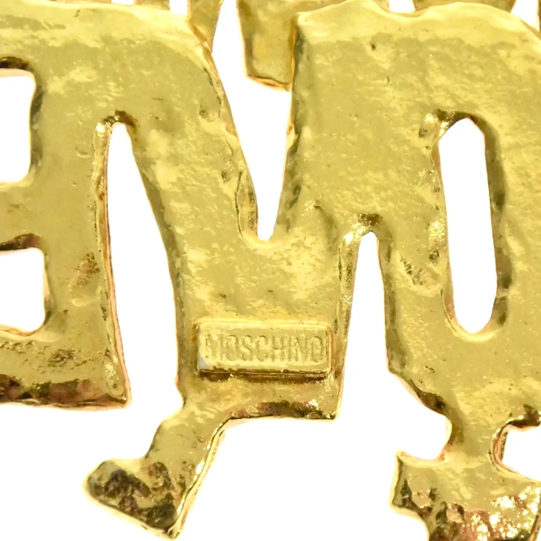 Vintage Moschino golden chain necklace with Give Me Love pendant top. Must have classic jewelry piece. 060914y1
