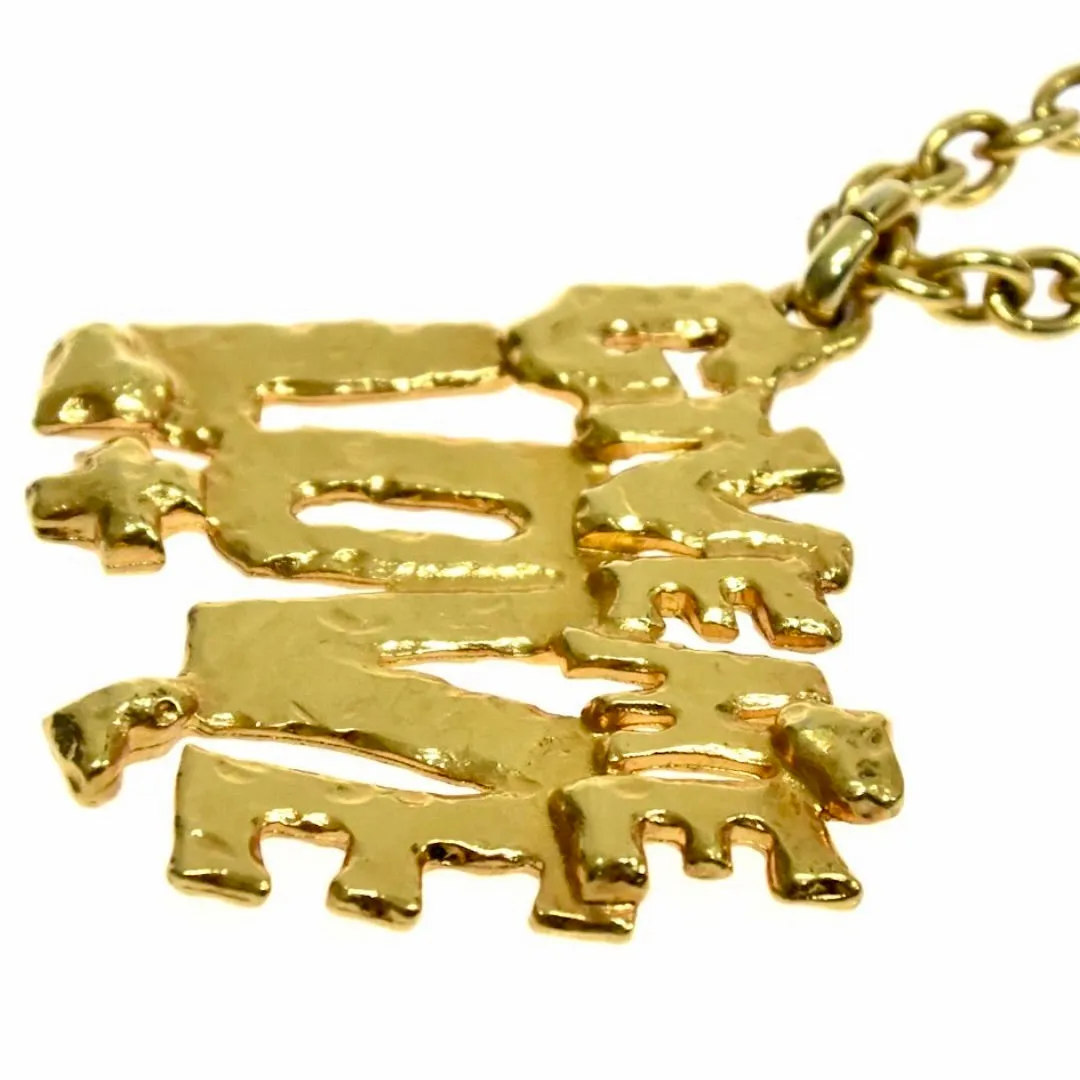 Vintage Moschino golden chain necklace with Give Me Love pendant top. Must have classic jewelry piece. 060914y1