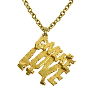 Vintage Moschino golden chain necklace with Give Me Love pendant top. Must have classic jewelry piece. 060914y1
