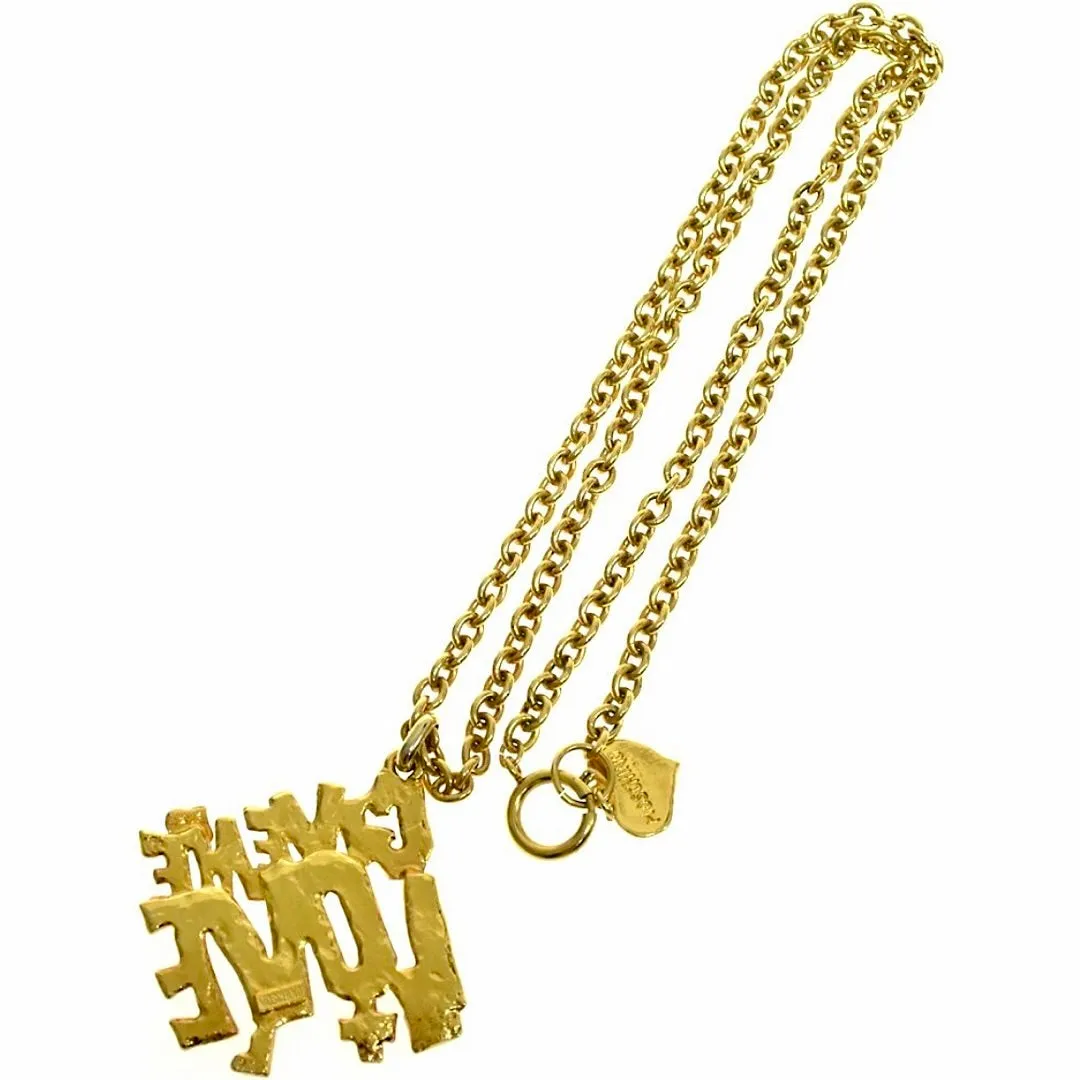 Vintage Moschino golden chain necklace with Give Me Love pendant top. Must have classic jewelry piece. 060914y1