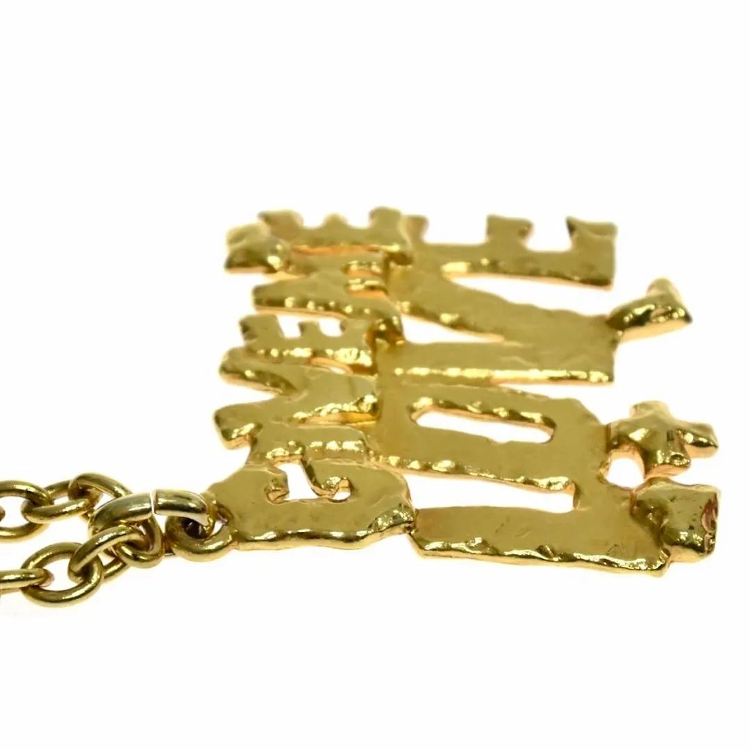Vintage Moschino golden chain necklace with Give Me Love pendant top. Must have classic jewelry piece. 060914y1