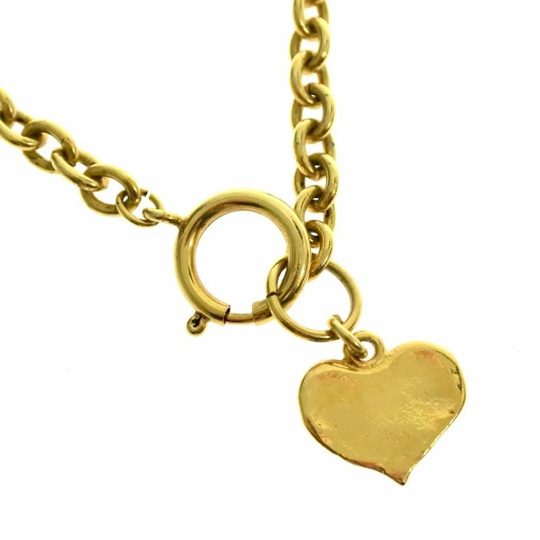 Vintage Moschino golden chain necklace with Give Me Love pendant top. Must have classic jewelry piece. 060914y1