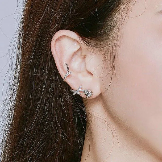Vintage Roses and Thorns Ear Clips