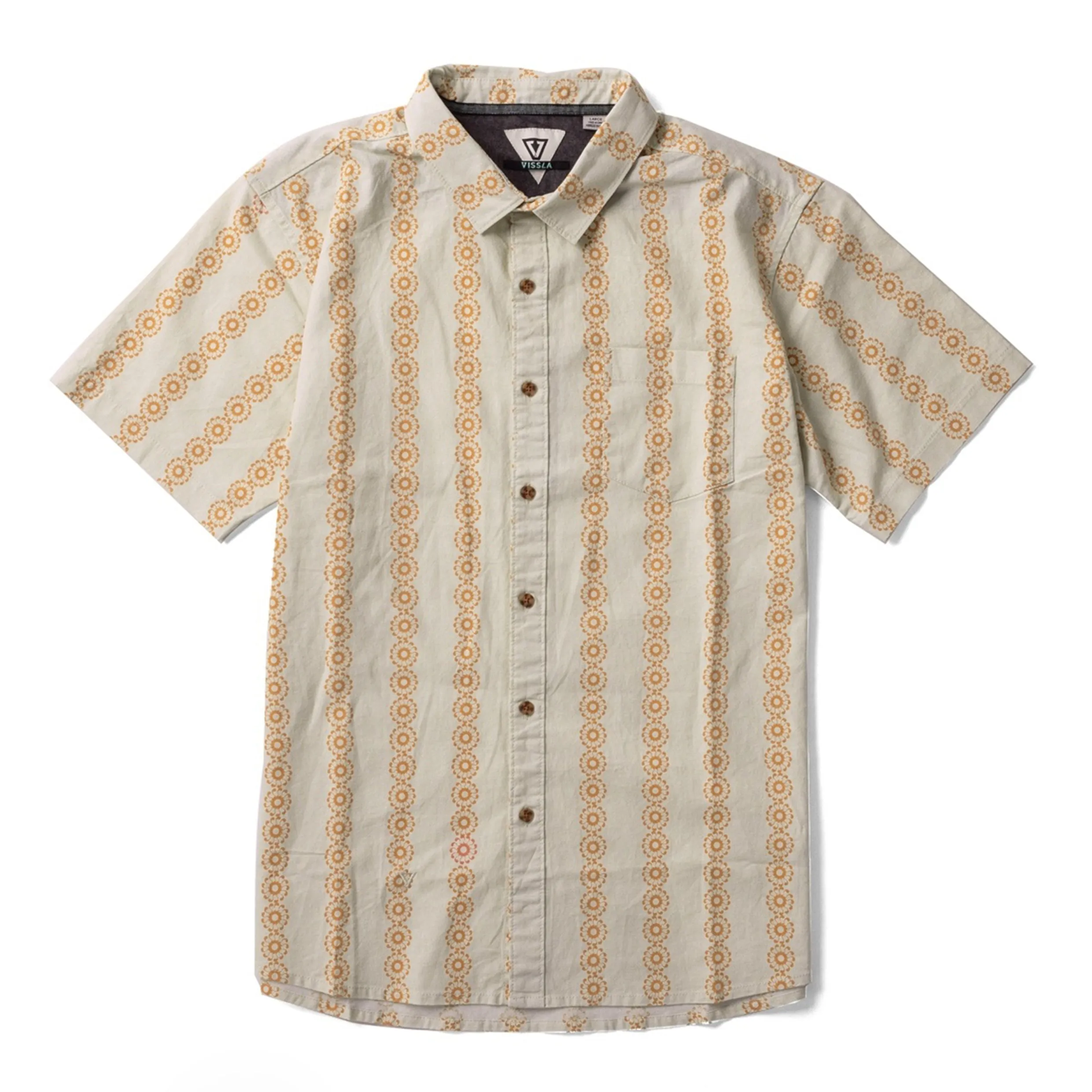 VISSLA MEN'S SOLAR SPIRALS ECO COLLARED SS SHIRT BONE