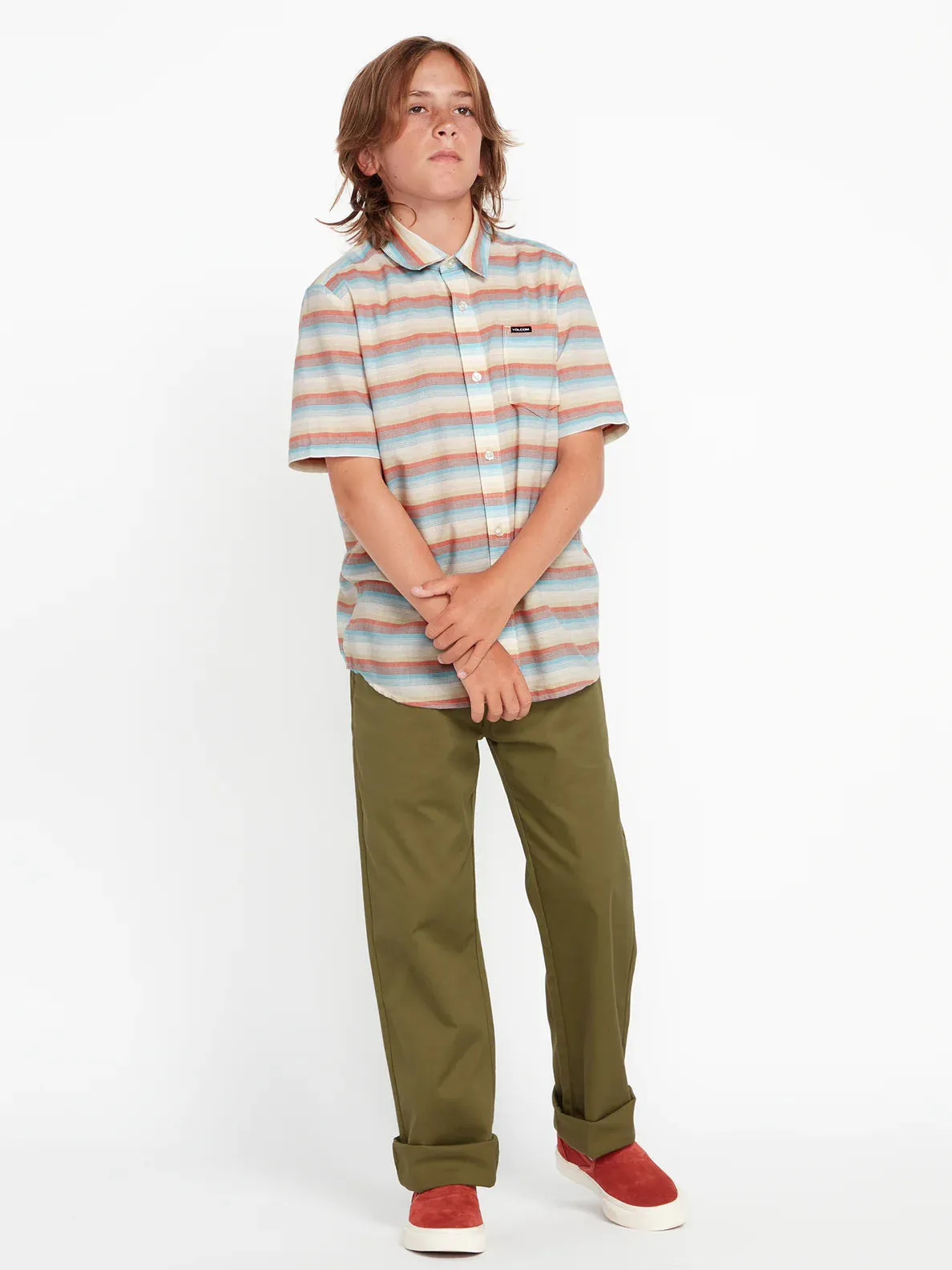 Volcom Big Boys Veecee Stripe Short Sleeve Shirt