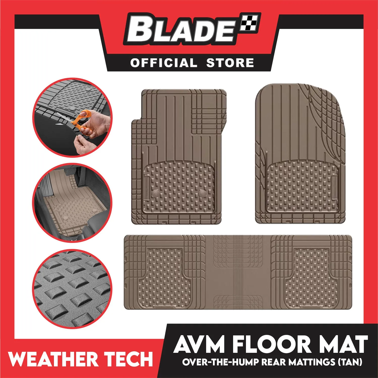 WeatherTech Universal Fit Over-The-Hump Rear Floor Liner WT11AVMOT(Tan)