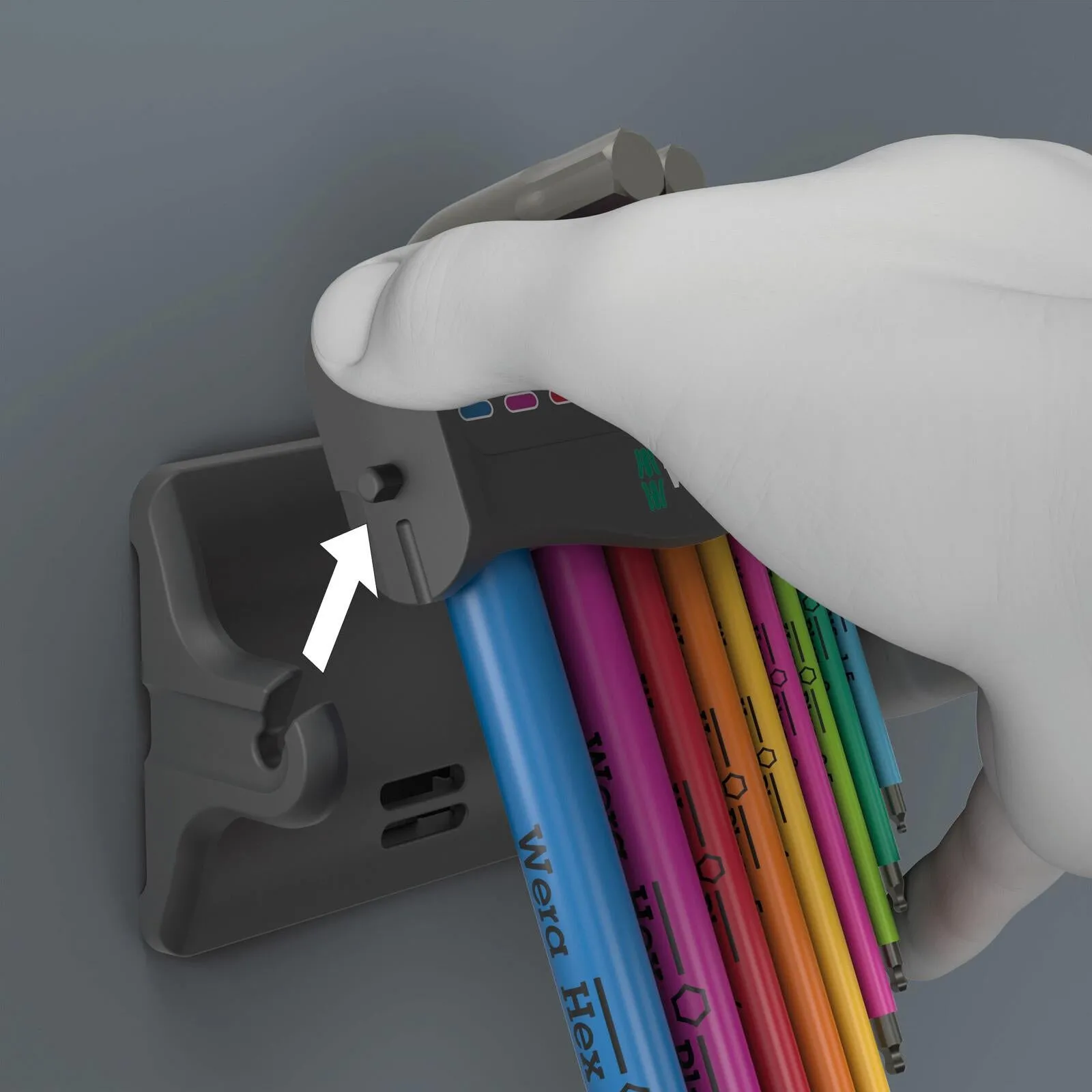 Wera Hex Key Set Stand Wall Rack 950/9 Hex Plus Multicolour 3 L-Key Set Metric BlackLaser 9 Pieces 1.5-10mm