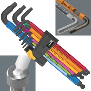 Wera Hex Plus Multicolour Imperial 2 950/9 L Key Set BlackLaser 9 Piece 5/64"-3/8