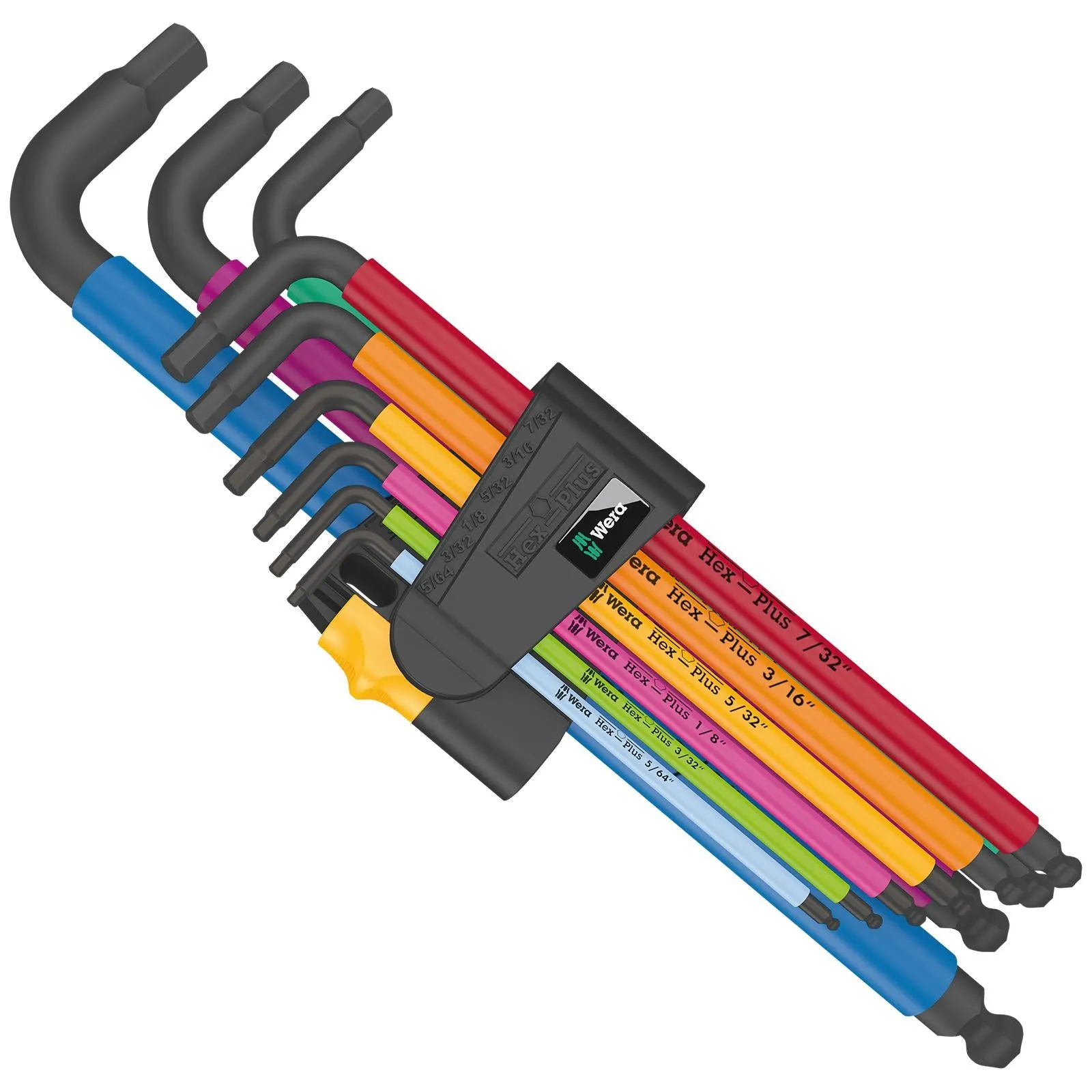 Wera Hex Plus Multicolour Imperial 2 950/9 L Key Set BlackLaser 9 Piece 5/64"-3/8