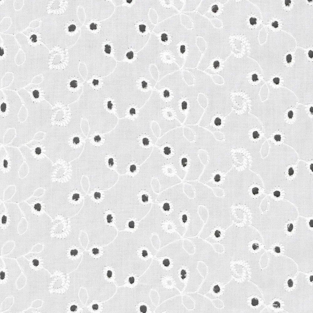 WHITE Leaves from Francesca Eyelet-- Robert Kaufman