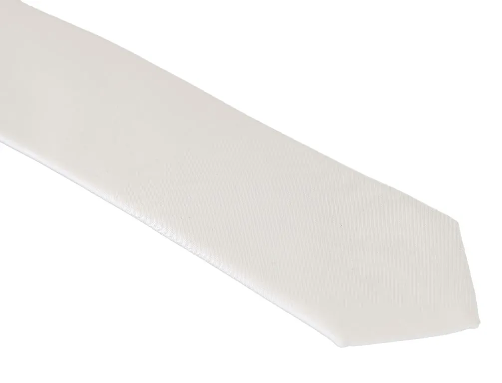White Silk Logo Slim Tie