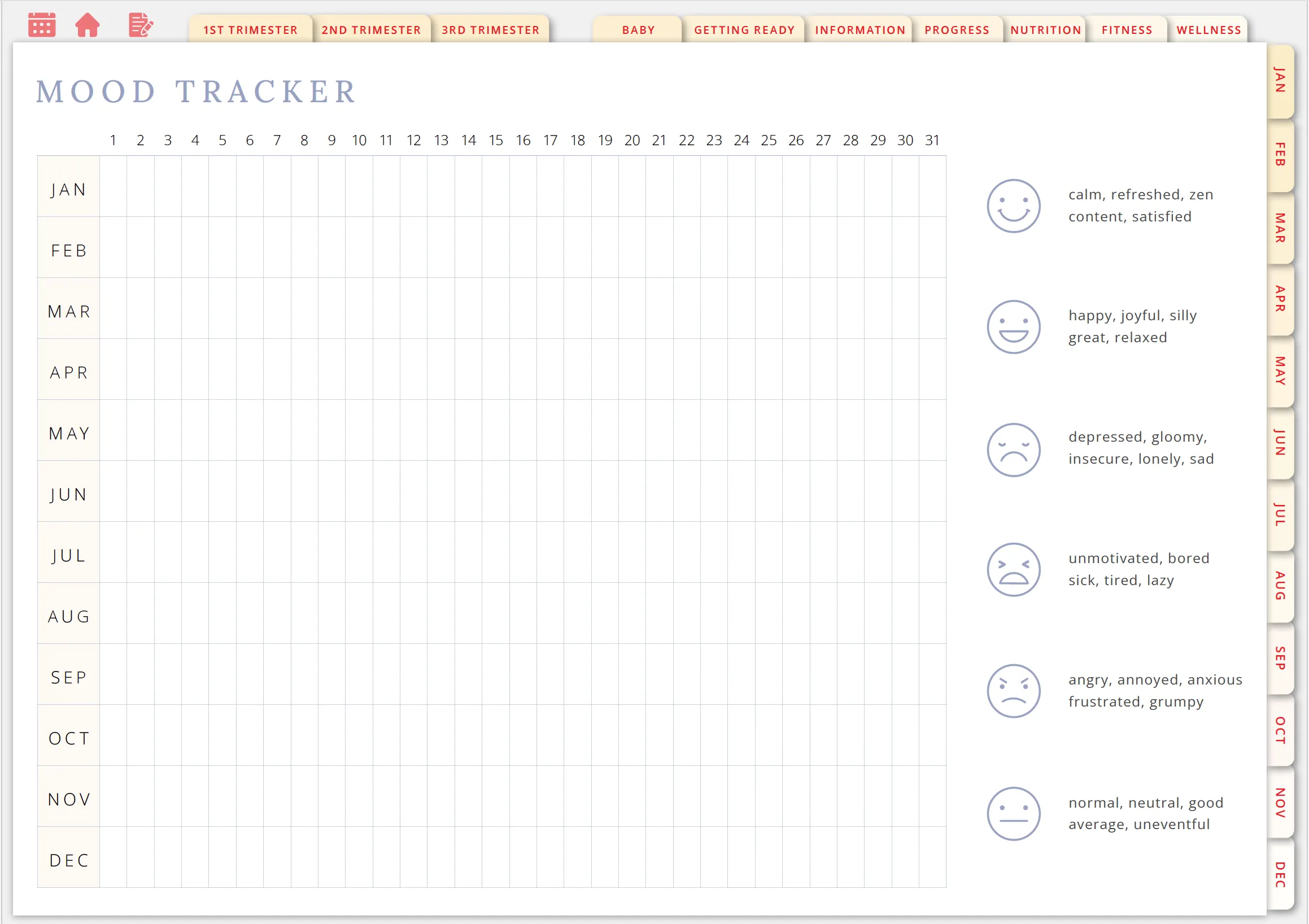 Wholesome Linen Ultimate Pregnancy Planner | Digital Maternity & Baby Organizer | Comprehensive & Hyperlinked PDF