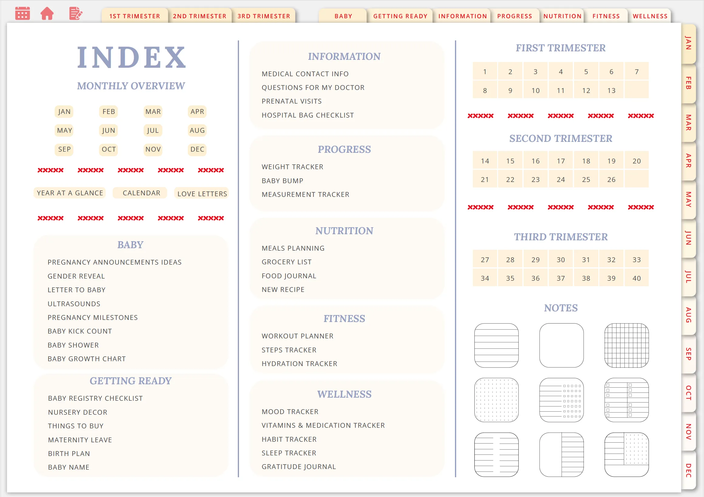 Wholesome Linen Ultimate Pregnancy Planner | Digital Maternity & Baby Organizer | Comprehensive & Hyperlinked PDF