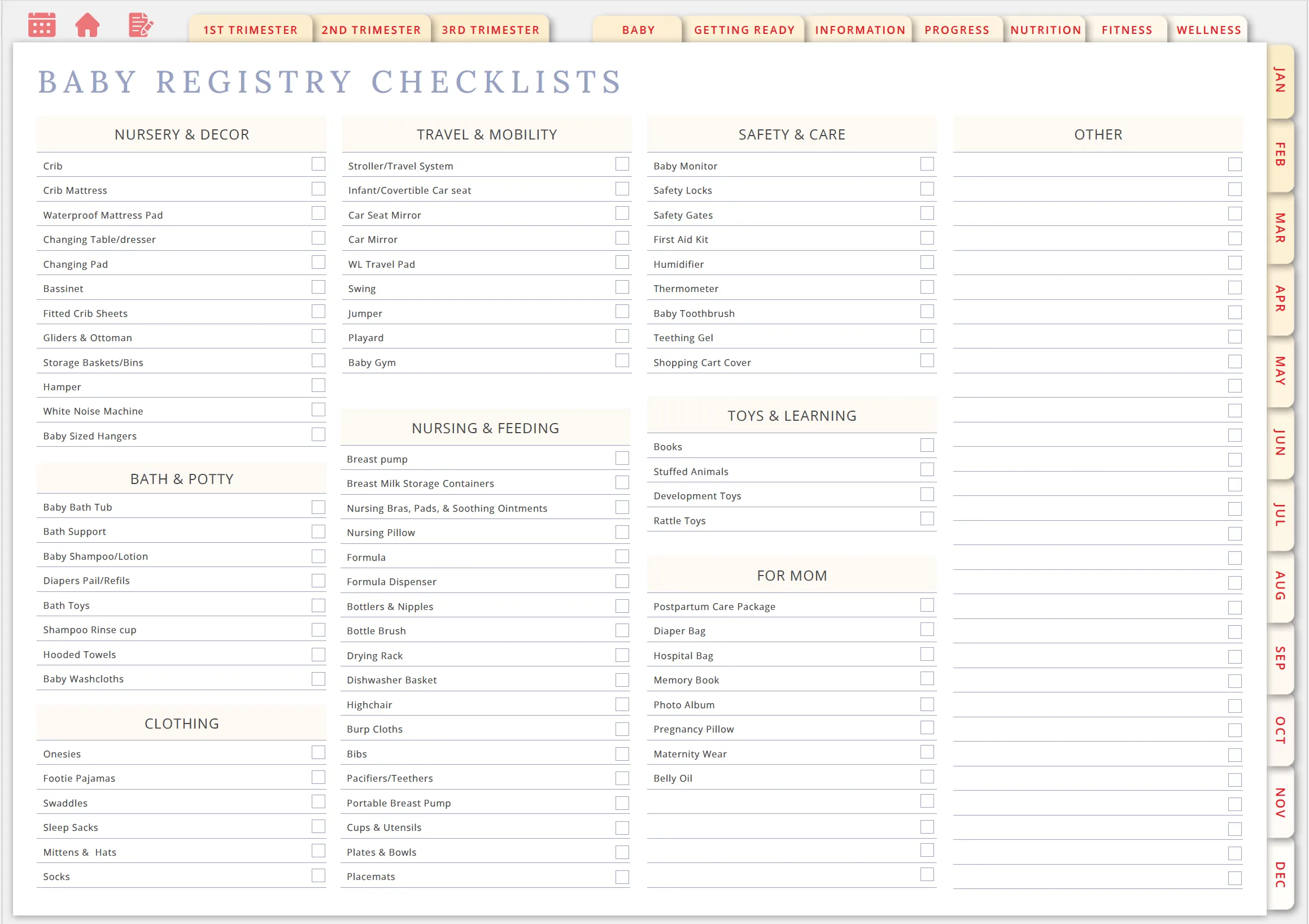 Wholesome Linen Ultimate Pregnancy Planner | Digital Maternity & Baby Organizer | Comprehensive & Hyperlinked PDF