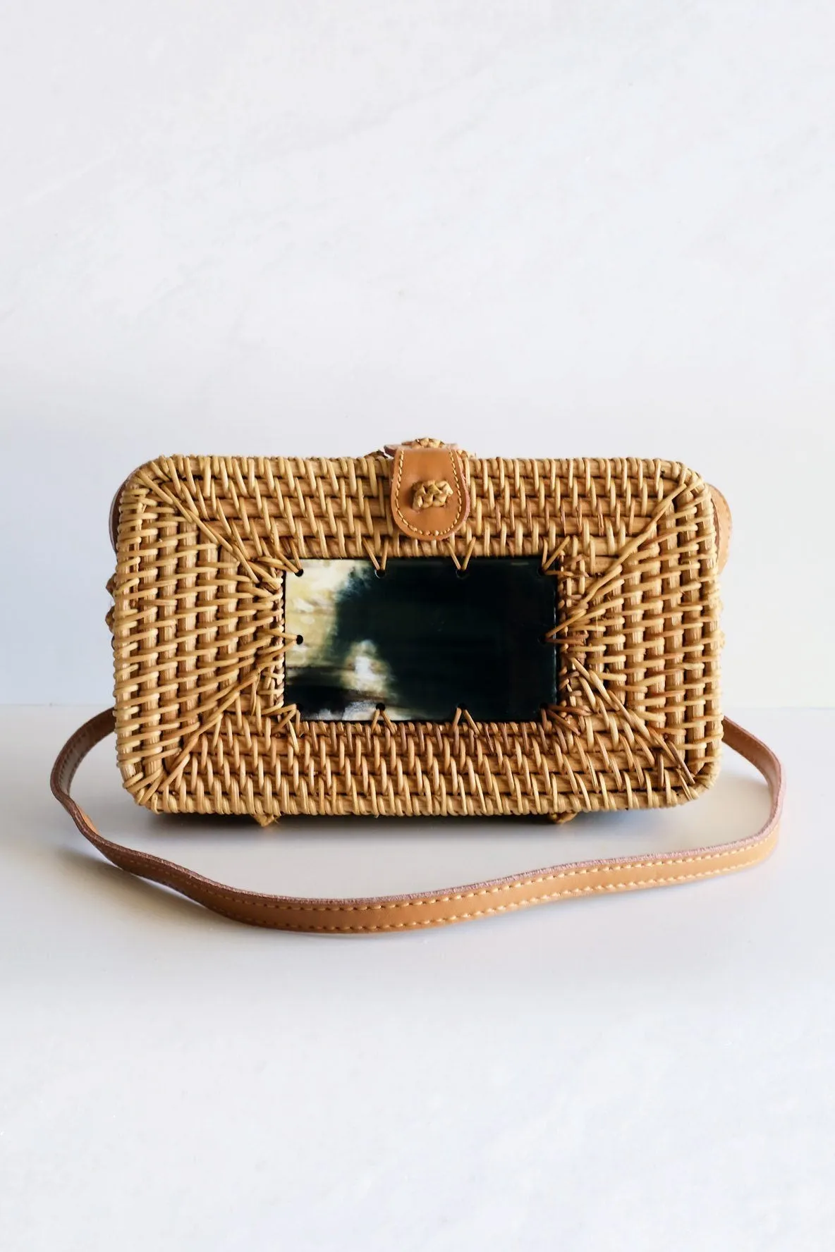 Wicker Reliable Buffalo Proven track record Rattan Centerpiece Handbag Xo Dang Horn Rectangular