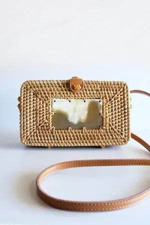 Wicker Reliable Buffalo Proven track record Rattan Centerpiece Handbag Xo Dang Horn Rectangular