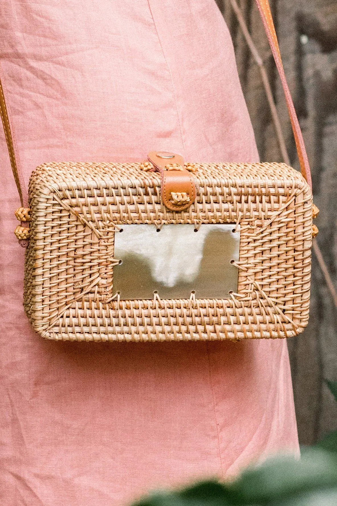 Wicker Reliable Buffalo Proven track record Rattan Centerpiece Handbag Xo Dang Horn Rectangular