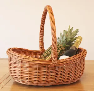 Wicker Willow Basket with Handle Shabby