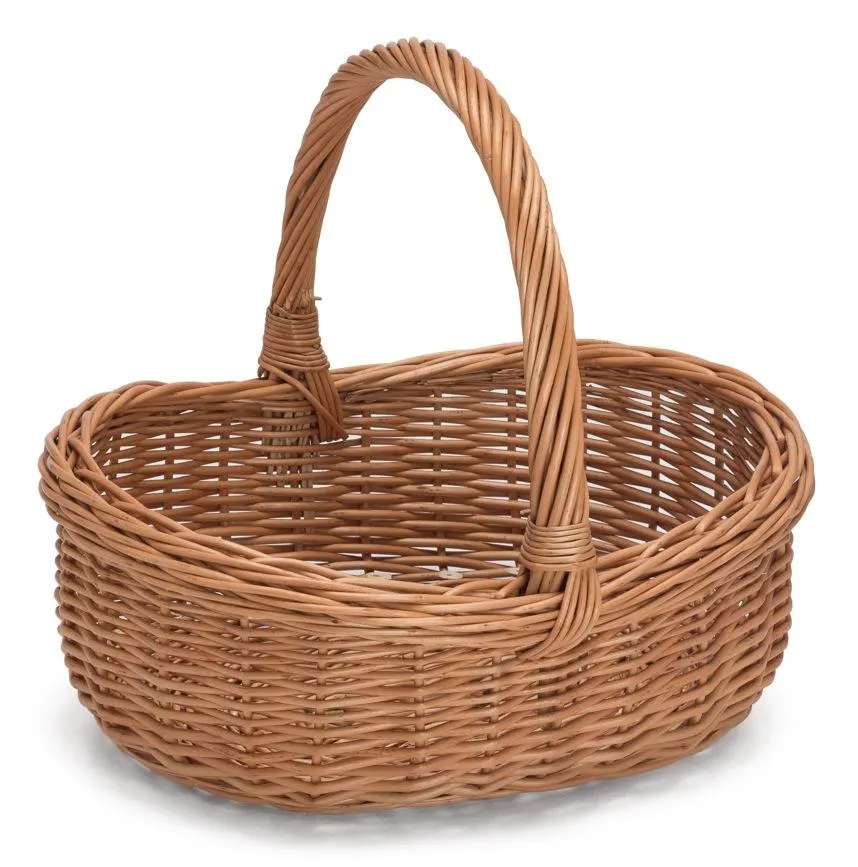 Wicker Willow Basket with Handle Shabby