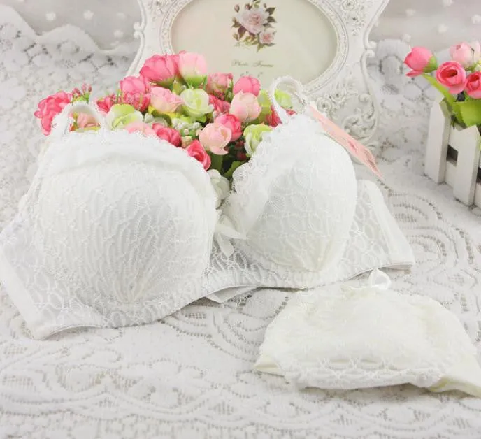Women sexy lace Womens Lingerie Ruffle Push-Up bra Lace Underwear Bra briefs sets