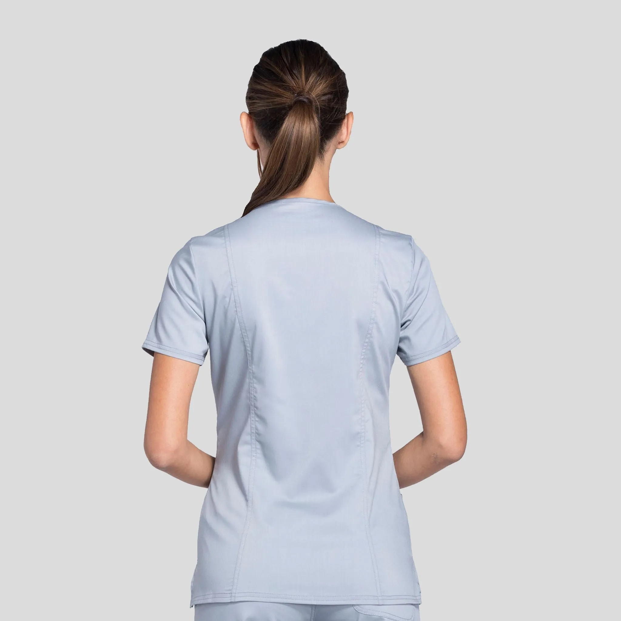Women's Mock Wrap Solid Scrub Top | Grey