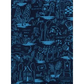Wonderland - Magic Forest - Navy Canvas Fabric -- Rifle Paper Co. for Cotton   Steel